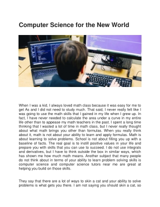 Computer Science for the New World