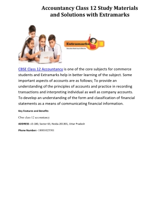 Accountancy Class 12 Study Materials and Solutions with Extramarks