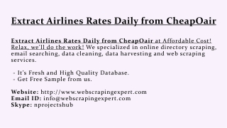 Extract Airlines Rates Daily from CheapOair