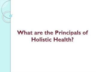 What are the Principals of Holistic Health?