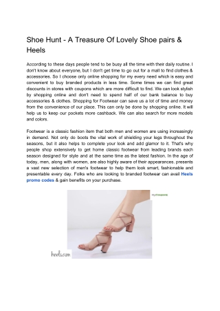 Shoe Hunt - A Treasure Of Lovely Shoe pairs & Heels