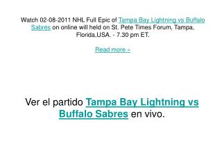 Tampa Bay Lightning vs Buffalo Sabres - Live & Exclusive On