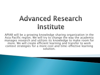 Apiar.org.au-Advanced Research Institute