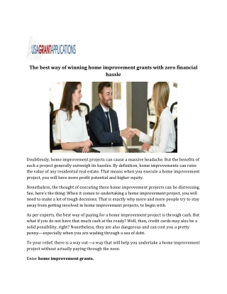 Home Improvement Grants With Zero Financial Hassle