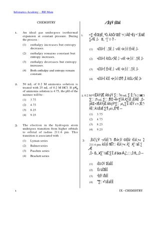 JEE Main Exam Syllabus by Infomatica Academy