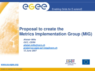 Proposal to create the Metrics Implementation Group (MIG)