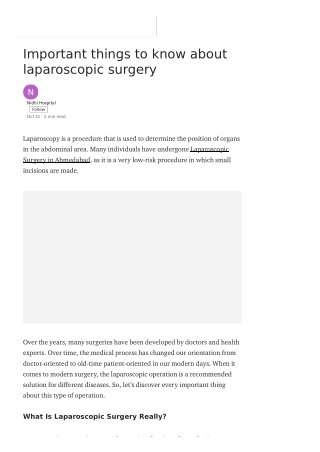 Important things to know about laparoscopic surgery