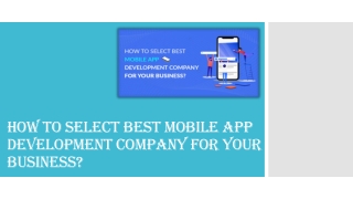 How to Select Best Mobile App Development Company for Your Business?