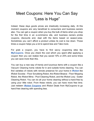 Meet Coupons: Here You Can Say “Less is Huge”