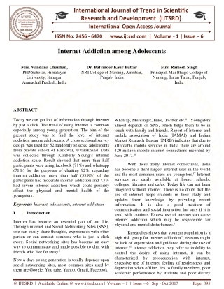 Internet Addiction among Adolescents