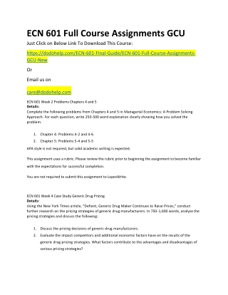 ECN 601 Full Course Assignments GCU