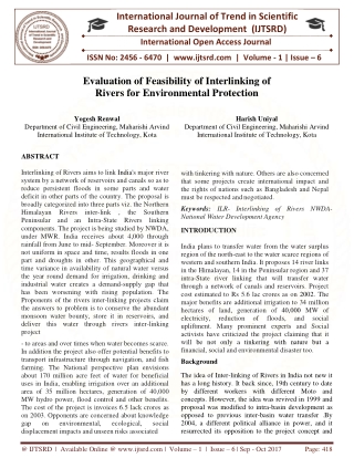 Evaluation of Feasibility of Interlinking of Rivers for Environmental Protection