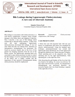 Bile Leakage during Laparoscopic Cholecystectomy A rare case of Aberrant Anatomy