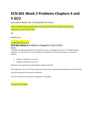 ECN 601 Week 2 Problems Chapters 4 and 5 GCU