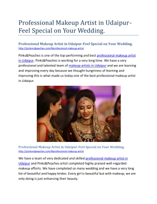 Professional Makeup Artist in Udaipur-Feel Special on Your Wedding