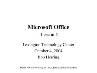 Microsoft Office Lesson 1