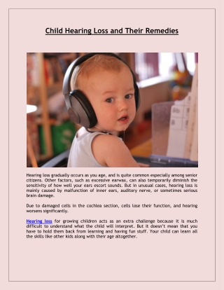 Child Hearing Loss and their Remedies