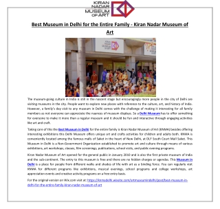 Best Museum in Delhi for the Entire Family - Kiran Nadar Museum of Art