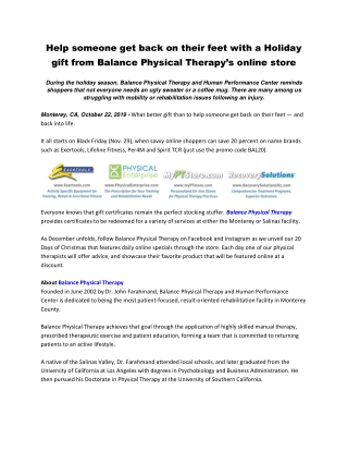 Help someone get back on their feet with a Holiday gift from Balance Physical Therapy’s online store