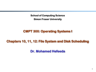School of Computing Science Simon Fraser University CMPT 300: Operating Systems I