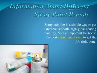 Information About Different Spray Paint Brands