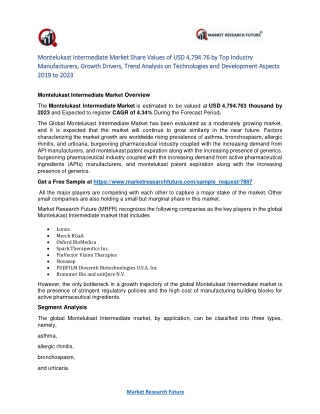 Montelukast Intermediate Market 2019