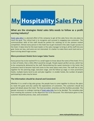 Hotel Sales Blitz