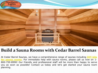 Build a Sauna Rooms with Cedar Barrel Saunas