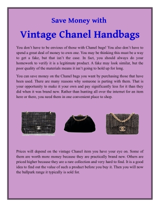 Save Money with Vintage Chanel Handbags