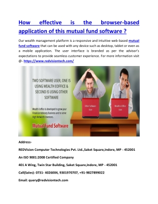 How effective is the browser-based application of this mutual fund software ?