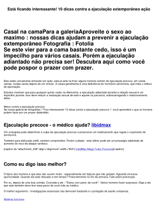 Está ficando interessante! 10 dicas contra a ejaculação extemporâneo ação