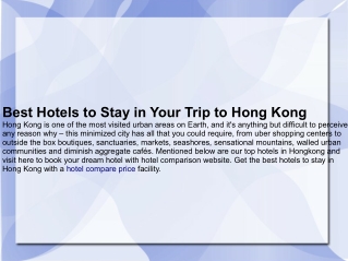 Best hotels in Hong kong