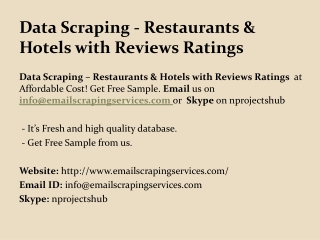 Data Scraping Restaurants & Hotels with Reviews Ratings - Data Scraping