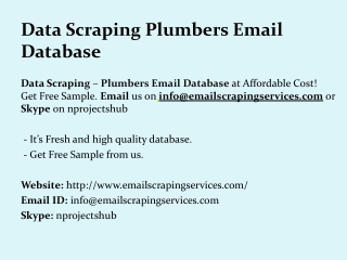 Data Scraping Plumbers Email Database