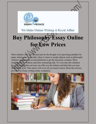 Buy Philosophy Essay Online for Low Prices