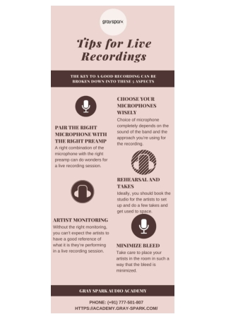 Tips for Live Recordings - Gray Spark Audio Academy