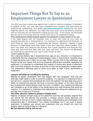 Important Things Not To Say to an Employment Lawyer in Queensland