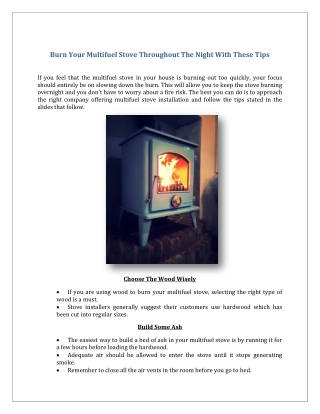 Burn Your Multifuel Stove Throughout The Night With These Tips