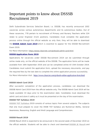 Important points to know about DSSSB Recruitment 2019
