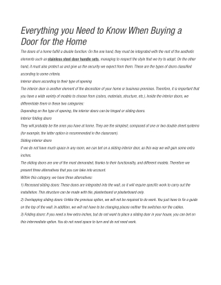 Everything you Need to Know When Buying a Door for the Home