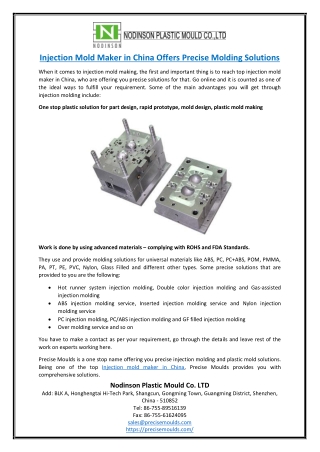 Injection Mold Maker in China Offers Precise Molding Solutions