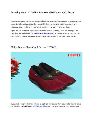 Decoding the art of Fashion Footwear this Winters with Liberty