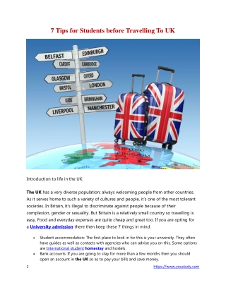 7 Tips for Students before Travelling To UK