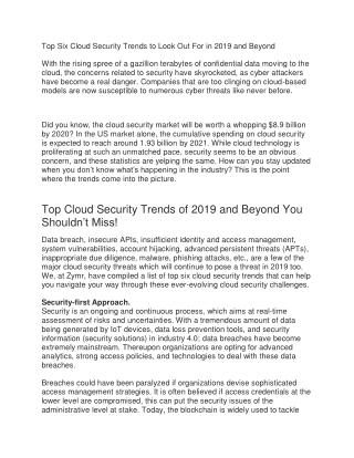 Cloud Security Trends 2019