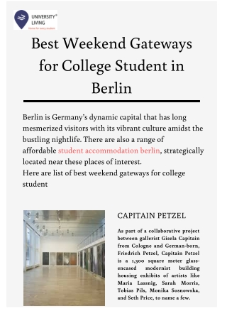 Best Weekend Gateways for College Student in Berlin