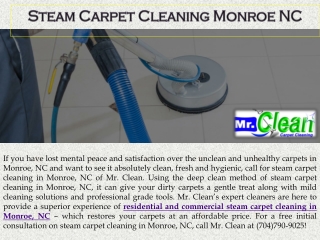 Steam Carpet Cleaning Monroe NC