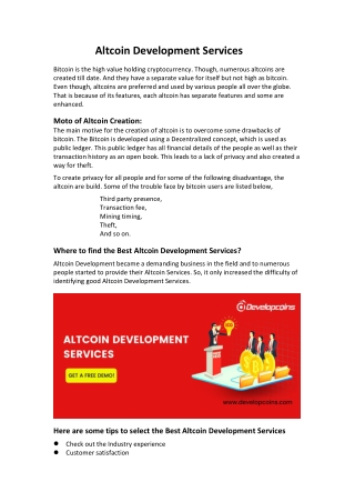 Altcoin Development Services