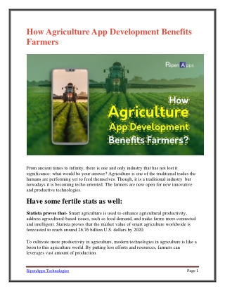 How Agriculture App Development Benefits Farmers