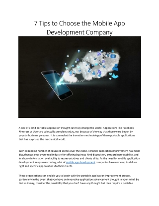 7 Tips to Choose the Mobile App Development Company
