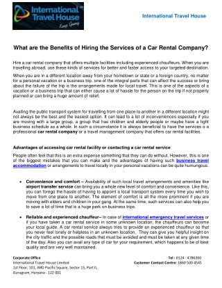 What are the Benefits of Hiring the Services of a Car Rental Company?